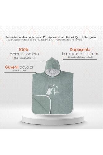 Gezenbebe Hero Kahraman Kapüşonlu Havlu Bebek Çocuk Pançosu Elephant - 2