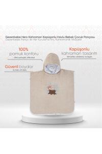 Gezenbebe Hero Kahraman Kapüşonlu Havlu Bebek Çocuk Pançosu Teddy - 2