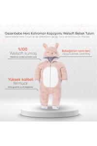 Gezenbebe Hero Kahraman Kapüşonlu Welsoft Bebek Tulum (12-18 ay) Bunny - 2