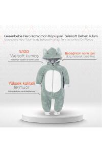 Gezenbebe Hero Kahraman Kapüşonlu Welsoft Bebek Tulum (12-18 ay) Elephant - 2