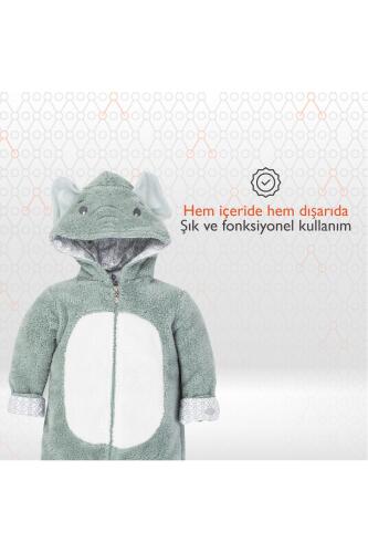 Gezenbebe Hero Kahraman Kapüşonlu Welsoft Bebek Tulum (12-18 ay) Elephant - 3