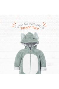 Gezenbebe Hero Kahraman Kapüşonlu Welsoft Bebek Tulum (12-18 ay) Elephant - 4