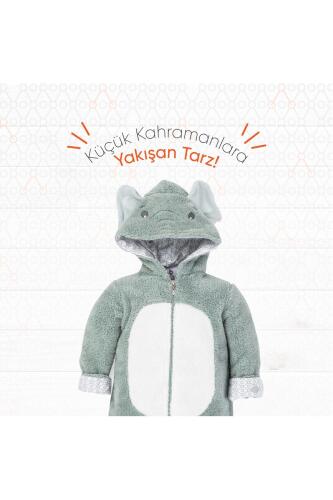 Gezenbebe Hero Kahraman Kapüşonlu Welsoft Bebek Tulum (12-18 ay) Elephant - 4