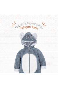 Gezenbebe Hero Kahraman Kapüşonlu Welsoft Bebek Tulum (12-18 ay) Koala - 4