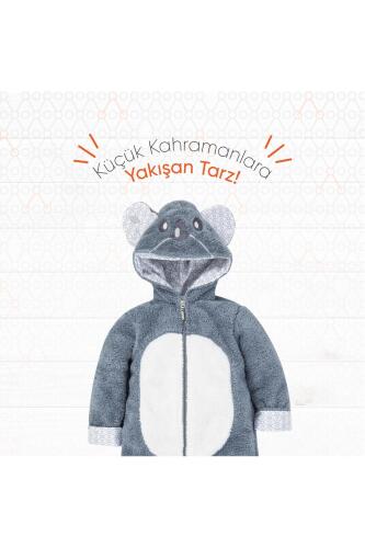 Gezenbebe Hero Kahraman Kapüşonlu Welsoft Bebek Tulum (12-18 ay) Koala - 4