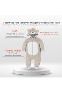 Gezenbebe Hero Kahraman Kapüşonlu Welsoft Bebek Tulum (12-18 ay) Teddy - 2
