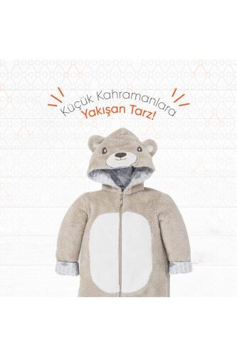 Gezenbebe Hero Kahraman Kapüşonlu Welsoft Bebek Tulum (12-18 ay) Teddy - 4