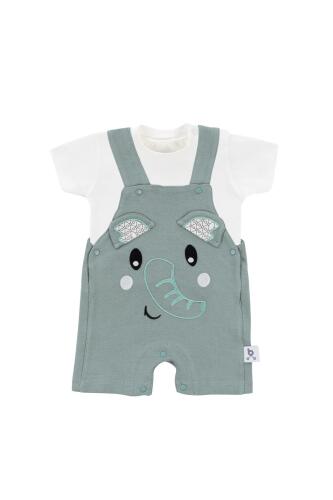 Gezenbebe Hero Kısa Kol Bebek T-Shirt & Nakışlı Salopet Seti - Elephant - 1