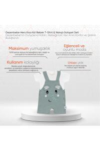 Gezenbebe Hero Kısa Kol Bebek T-Shirt & Nakışlı Salopet Seti - Elephant - 2