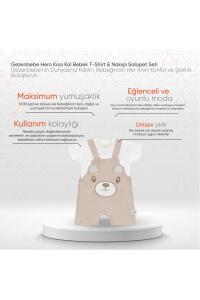 Gezenbebe Hero Kısa Kol Bebek T-Shirt & Nakışlı Salopet Seti - Teddy - 2