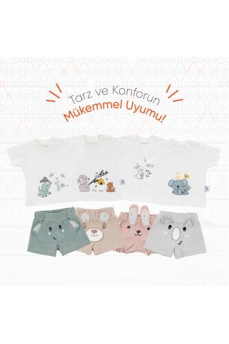 Gezenbebe Hero Kısa Kol Desenli Bebek T-Shirt & Nakışlı Şort Seti - Elephant - 20