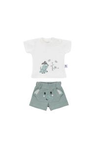 Gezenbebe Hero Kısa Kol Desenli Bebek T-Shirt & Nakışlı Şort Seti - Elephant 