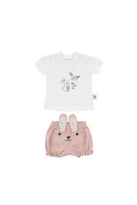 Gezenbebe Hero Kısa Kol Desenli Bebek T-Shirt & Nakışlı Şort Seti - Bunny - 9