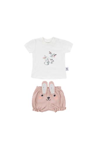 Gezenbebe Hero Kısa Kol Desenli Bebek T-Shirt & Nakışlı Şort Seti - Bunny - 1