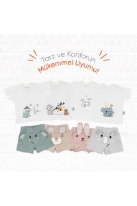 Gezenbebe Hero Kısa Kol Desenli Bebek T-Shirt & Nakışlı Şort Seti - Teddy - 12