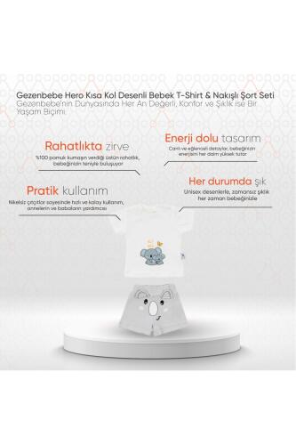 Gezenbebe Hero Kısa Kol Desenli Bebek T-Shirt & Nakışlı Şort Seti - Koala - 10