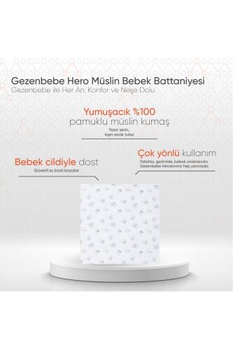 Gezenbebe Hero Müslin Bebek Battaniyesi (120X120) Bunny - 2