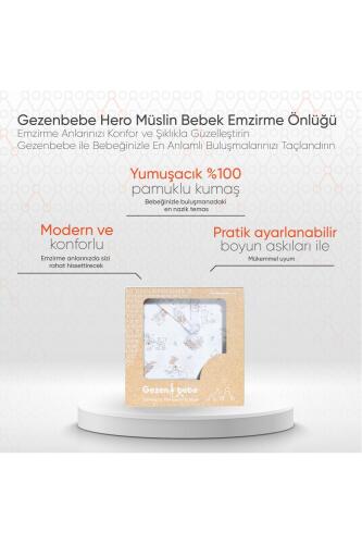 Gezenbebe Hero Müslin Bebek Emzirme Önlüğü (60x90) Teddy - 2