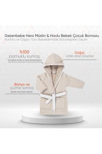 Gezenbebe Hero Müslin & Havlu Bebek Çocuk Bornozu - Teddy - 2