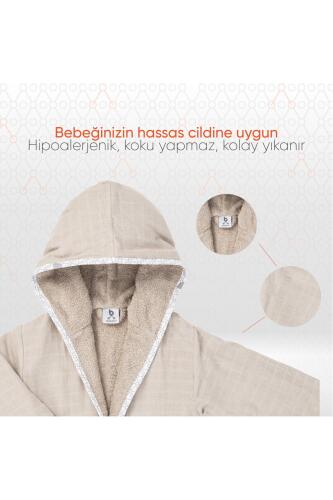 Gezenbebe Hero Müslin & Havlu Bebek Çocuk Bornozu - Teddy - 3