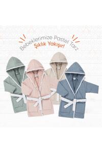 Gezenbebe Hero Müslin & Havlu Bebek Çocuk Bornozu - Teddy - 4