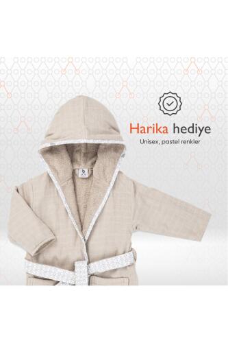 Gezenbebe Hero Müslin & Havlu Bebek Çocuk Bornozu - Teddy - 6