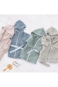 Gezenbebe Hero Müslin & Havlu Bebek Çocuk Bornozu - Teddy - 8