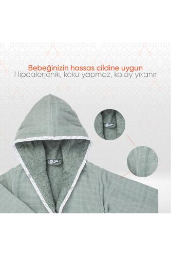 Gezenbebe Hero Müslin & Havlu Bebek Çocuk Bornozu - Elephant - 3