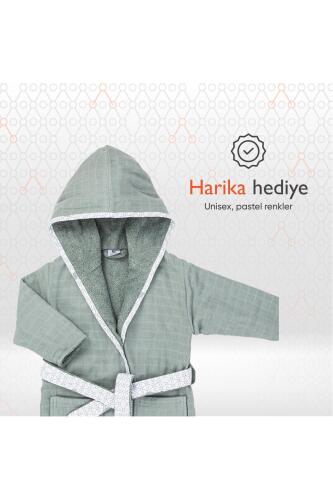 Gezenbebe Hero Müslin & Havlu Bebek Çocuk Bornozu - Elephant - 5