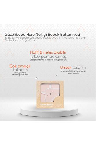 Gezenbebe Hero Nakışlı Bebek Battaniyesi Bunny - 2
