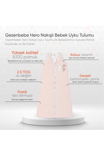Gezenbebe Hero Nakışlı Bebek Uyku Tulumu (90cm) Bunny - 2