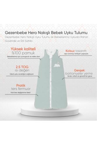 Gezenbebe Hero Nakışlı Bebek Uyku Tulumu (90cm) Elephant - 2