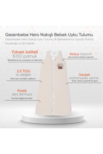 Gezenbebe Hero Nakışlı Bebek Uyku Tulumu (90cm) Teddy - 2