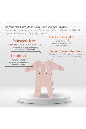 Gezenbebe Hero Uzun Kollu Nakışlı Bebek Tulumu - Bunny - 2