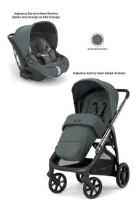 Inglesina Aptica Glam Tek El Tek Hamle ile Katlanıp Açılan Çift Yön Bebek Arabası Ana Kucağı Hediyeli - Emerald Green - 2