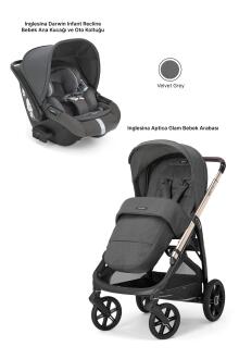 Inglesina Aptica Glam Tek El Tek Hamle ile Katlanıp Açılan Çift Yön Bebek Arabası Ana Kucağı Hediyeli - Velvet Grey - 2
