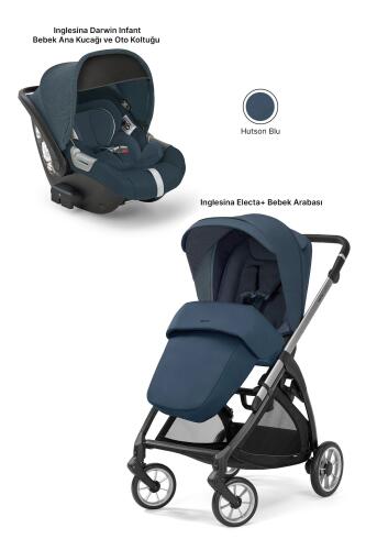 Inglesina Electa+ Tek El Tek Hamle ile Katlanıp Açılan Çift Yön Bebek Arabası Ana Kucağı Hediyeli - Hudson Blue - 2