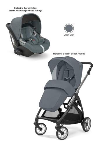 Inglesina Electa+ Tek El Tek Hamle ile Katlanıp Açılan Çift Yön Bebek Arabası Ana Kucağı Hediyeli - Union Grey - 2