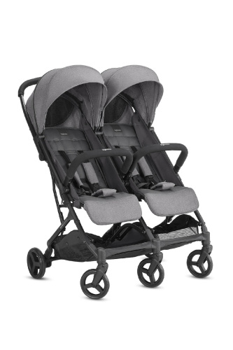Inglesina Twin Sketch Tek El Tek Hamle ile Katlanıp Açılan İkiz Bebek Arabası - Grey - 1