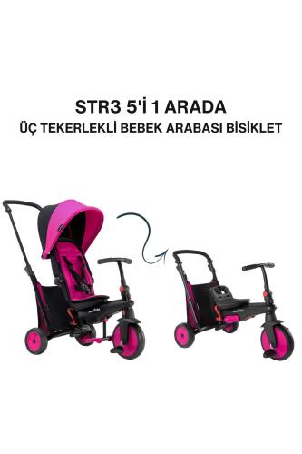 SmarTrike STR3 Plus 5’i 1 Arada Modüler Katlanabilir Bebek Arabası ve Üç Tekerlekli Bebek Bisikleti - Pink - 1