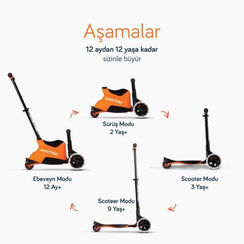 SmarTrike Xtend Büyüyebilen Ride On Scooter (1 - 12 Yaş) - Orange - 3